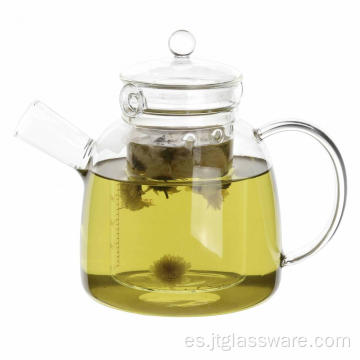 Tetera de vidrio de borosilicato hecha a mano para preparar té